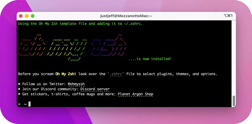 oh my zsh screenshot